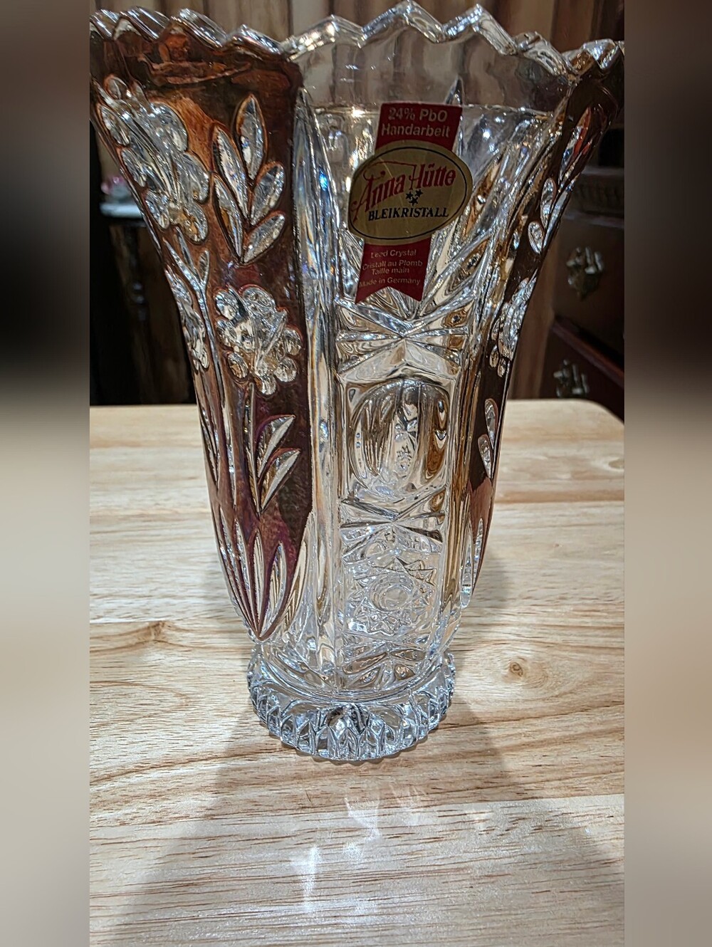 Vintage Anna Hutte Gold Bleikristall Glass Vase